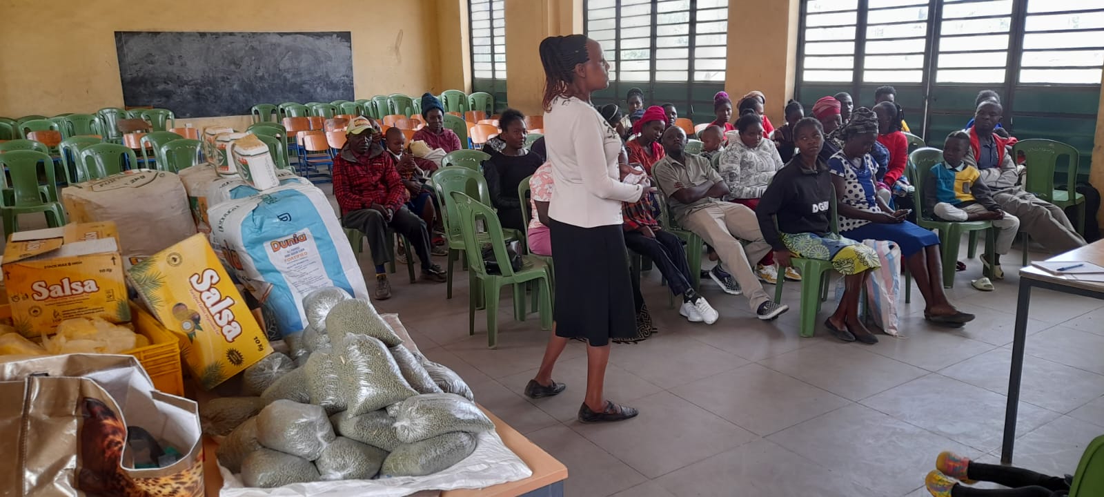 Volunteers interacting with children